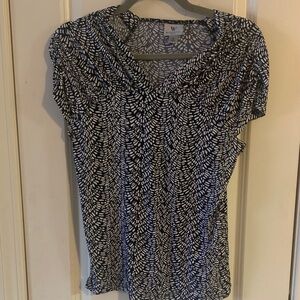 Women's Black and White Patterned Top Worthington